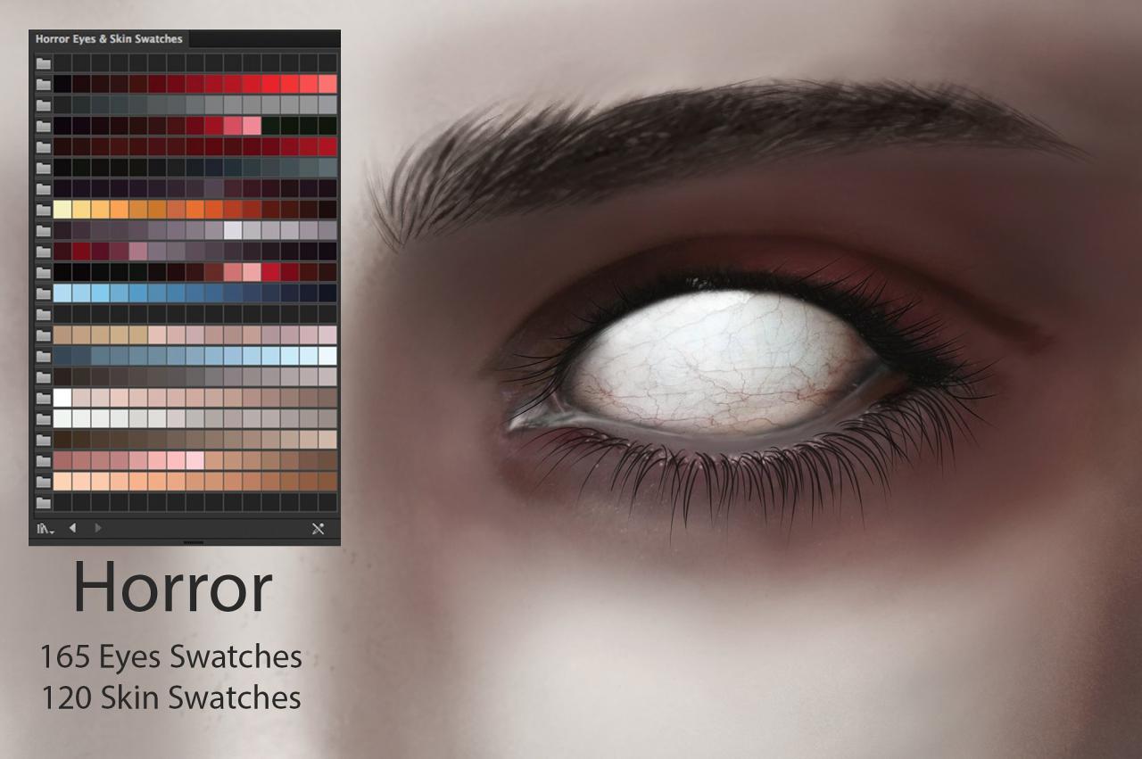 恐怖的眼部调色盘 Horror Eyes & Skin Ai Swatches插图