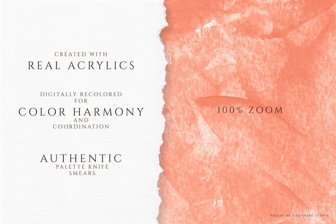 桃色系列水果色调丙烯酸涂料纹理 Peach Acrylic Texture Collection插图1