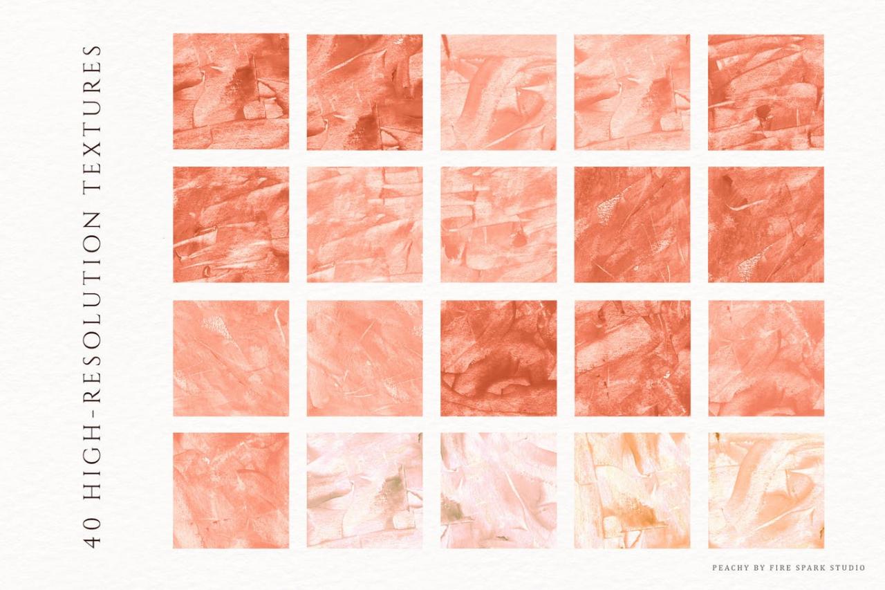桃色系列水果色调丙烯酸涂料纹理 Peach Acrylic Texture Collection插图2