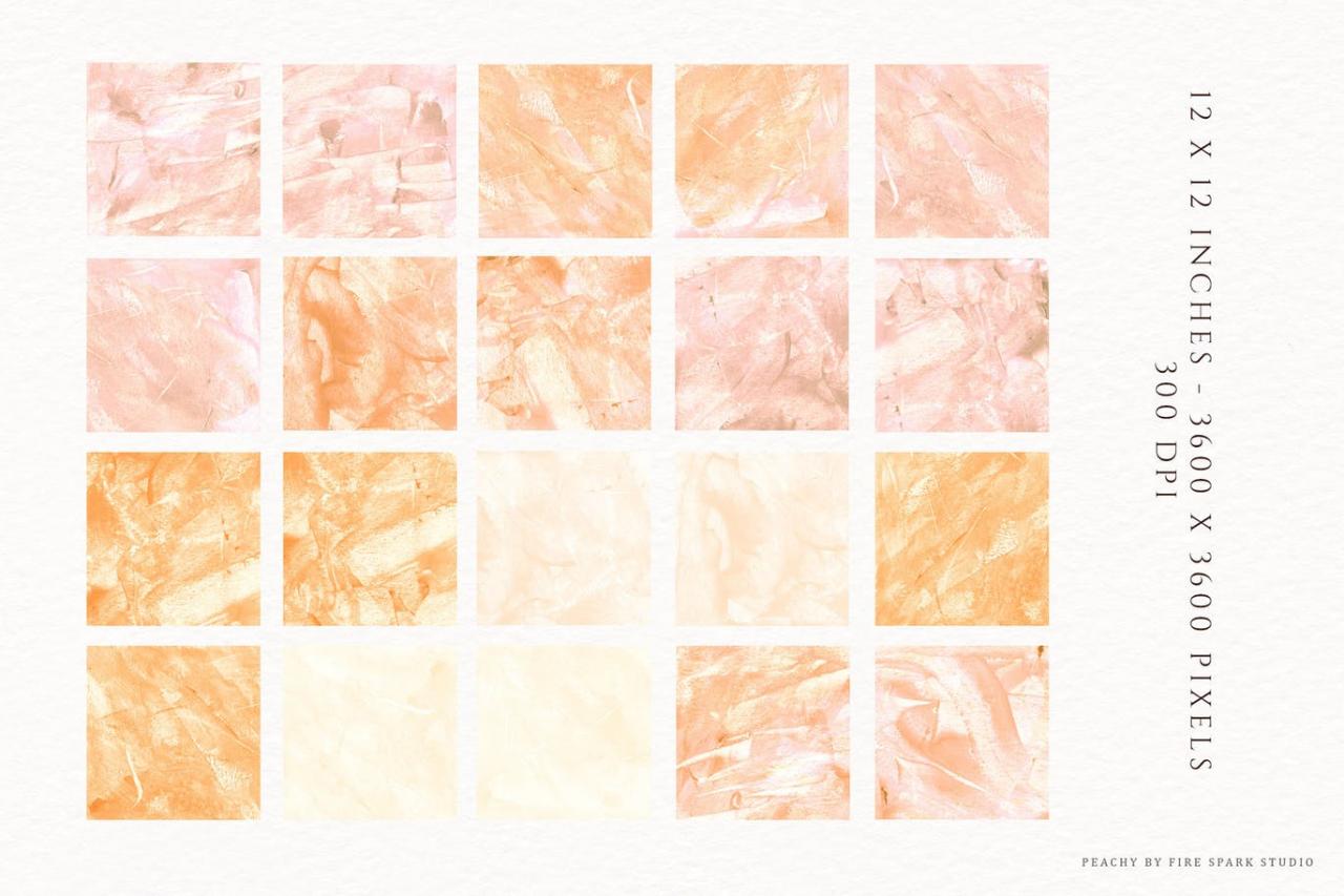 桃色系列水果色调丙烯酸涂料纹理 Peach Acrylic Texture Collection插图3
